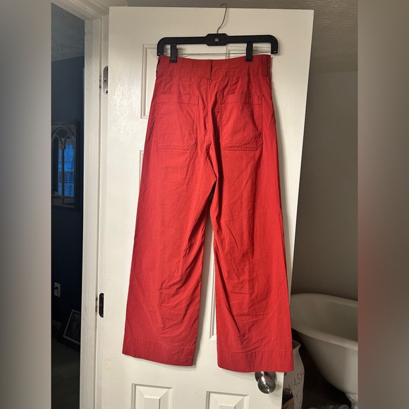 By Anthropologie Rust Red Colette Wide Leg Linen Blend Pants Size 26 - Picture 8 of 9